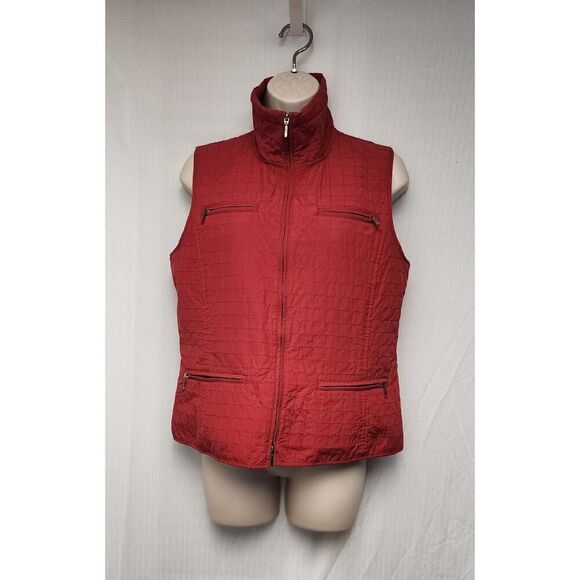 Chico's Women’s Red Sleeveless Vest Front Zipper Pockets Size 0/US 4 Small - Picture 2 of 7